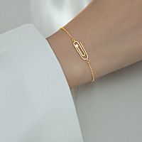 Casual Paper Clip Solid Color Sterling Silver Plating Inlay Rhinestones Silver Plated Bracelets main image 3