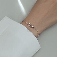 Casual Paper Clip Solid Color Sterling Silver Plating Inlay Rhinestones Silver Plated Bracelets main image 2