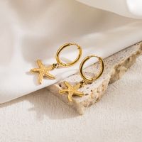 1 Pair Elegant Retro Commute Starfish Shell Plating Stainless Steel 18k Gold Plated Drop Earrings main image 2
