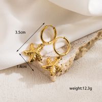 1 Pair Elegant Retro Commute Starfish Shell Plating Stainless Steel 18k Gold Plated Drop Earrings sku image 1