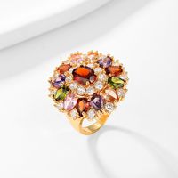Elegant Floral Snowflake Copper Inlay Zircon Rings main image 7