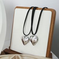 Casual Simple Style Heart Shape Titanium Steel Plating Pendant Necklace main image 5