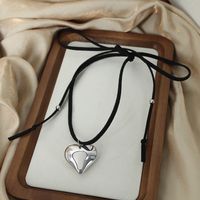 Casual Simple Style Heart Shape Titanium Steel Plating Pendant Necklace main image 4
