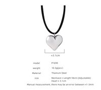 Casual Simple Style Heart Shape Titanium Steel Plating Pendant Necklace main image 2