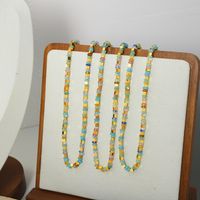 Bohemian Tropical Pastoral Colorful Natural Stone Plating 18k Gold Plated Necklace main image 8