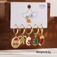 1 Set Cute Classic Style Christmas Tree Santa Claus Snowman Enamel Plating Stainless Steel 14k Gold Plated Drop Earrings sku image 5
