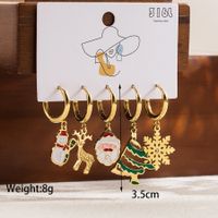 1 Set Cute Classic Style Christmas Tree Santa Claus Snowman Enamel Plating Stainless Steel 14k Gold Plated Drop Earrings sku image 3