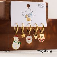 1 Set Cute Classic Style Christmas Tree Santa Claus Snowman Enamel Plating Stainless Steel 14k Gold Plated Drop Earrings sku image 4