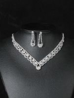 Elegant Solid Color Artificial Crystal Plating Inlay Rhinestones Silver Plated Women's Jewelry Set sku image 1