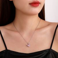 Simple Style Heart Shape Stainless Steel Plating Inlay Zircon Silver Plated Necklace main image 4