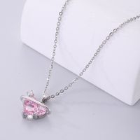 Simple Style Heart Shape Stainless Steel Plating Inlay Zircon Silver Plated Necklace main image 1