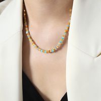 Bohemian Tropical Pastoral Colorful Natural Stone Plating 18k Gold Plated Necklace sku image 1