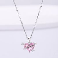 Simple Style Heart Shape Stainless Steel Plating Inlay Zircon Silver Plated Necklace sku image 1