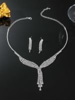Elegant Solid Color Rhinestone Plating Inlay Crystal Silver Plated Women's Jewelry Set main image 6