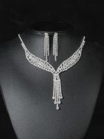 Elegante Color Sólido Diamante De Imitación Enchapado Embutido Cristal Plateado Mujeres Conjunto De Joyas main image 5