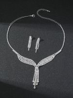 Elegant Solid Color Rhinestone Plating Inlay Crystal Silver Plated Women's Jewelry Set main image 4