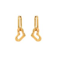 1 Pair Elegant Luxurious Heart Shape Plating Stainless Steel 18K Gold Plated Drop Earrings main image 3