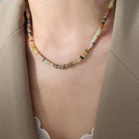 Elegant Colorful Natural Stone Beaded Plating 18k Gold Plated Necklace sku image 2