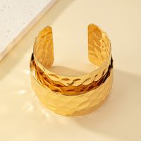 Hip-hop Solid Color Alloy Plating Gold Plated Women's Bangle main image 4