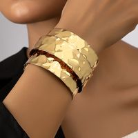 Hip-hop Solid Color Alloy Plating Gold Plated Women's Bangle sku image 1