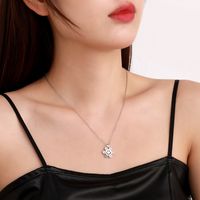 Vintage Style Flower Stainless Steel Plating Inlay Zircon Silver Plated Pendant Necklace main image 5