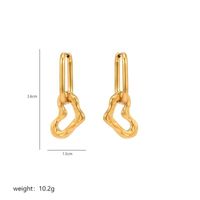 1 Pair Elegant Luxurious Heart Shape Plating Stainless Steel 18K Gold Plated Drop Earrings sku image 2
