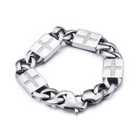 Hip Hop Retro Kreuzen Titan Stahl Inlay Zirkon Männer Armbänder sku image 1