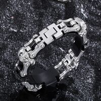 Hip Hop Retro Schädel Titan Stahl Überzug Vergoldet Männer Armbänder main image 3