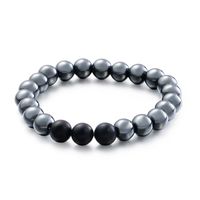 Hip-hop Retro Round Agate Beaded Men's Bracelets sku image 2