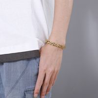 Hip-hop Retro Solid Color Titanium Steel Plating Chain Gold Plated Men's Bracelets main image 5