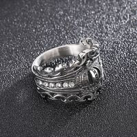 Hip-hop Retro Crown Titanium Steel Inlay Zircon Men's Rings main image 5