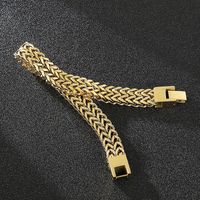 Hip-Hop Retro Solid Color Titanium Steel Plating Chain 18K Gold Plated Men's Bracelets main image 3