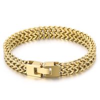 Hip-Hop Retro Solid Color Titanium Steel Plating Chain 18K Gold Plated Men's Bracelets sku image 7