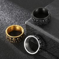 Punk Cráneo Acero Titanio Enchapado Chapados en oro de 18k Hombres Anillos main image 4