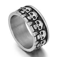 Punk Skull Titanium Steel Plating 18K Gold Plated Men's Rings sku image 1