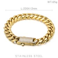 Rock Streetwear Geometric Titanium Steel Plating 18K Gold Plated Men's Bracelets Necklace sku image 2