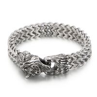 Punk Wolf Titanium Steel Men's Bangle sku image 1