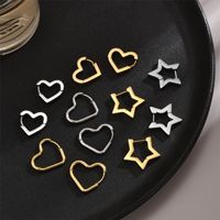 1 Pair Commute Pentagram Heart Shape Polishing Plating Stainless Steel 18K Gold Plated Earrings main image 1