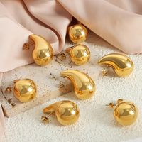 1 Pair Casual Solid Color Plating 304 Stainless Steel 18K Gold Plated Ear Studs main image 1