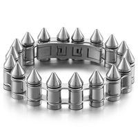 Punk Balle Acier Au Titane Placage Plaqué Or 18K Hommes Bracelet sku image 1