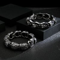 Hip-hop Retro Skull Titanium Steel Plating Gold Plated Men's Bracelets main image 1