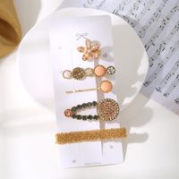 Fashion Round Starfish Alloy Handmade Inlay Rhinestones Pearl Hair Clip 1 Set sku image 12