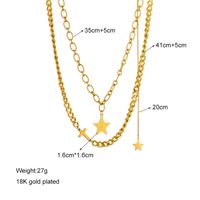 304 Stainless Steel 18K Gold Plated Retro Layered Plating Solid Color Necklace main image 4