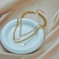 304 Stainless Steel 18K Gold Plated Retro Layered Plating Solid Color Necklace main image 3