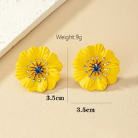 Wholesale Jewelry Sweet Simple Style Daisy Ferroalloy Glass 14k Gold Plated Plating Inlay Ear Studs main image 2