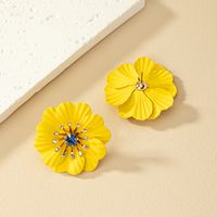 Wholesale Jewelry Sweet Simple Style Daisy Ferroalloy Glass 14k Gold Plated Plating Inlay Ear Studs main image 5