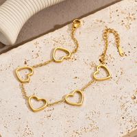 Sweet Heart Shape 201 Stainless Steel 18K Gold Plated Bracelets In Bulk main image 5