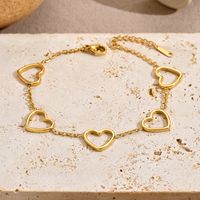 Sweet Heart Shape 201 Stainless Steel 18K Gold Plated Bracelets In Bulk main image 4