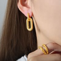 1 Pair Hip-hop Rock Solid Color Plating Titanium Steel 18k Gold Plated Drop Earrings main image 4