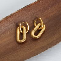 1 Pair Hip-hop Rock Solid Color Plating Titanium Steel 18k Gold Plated Drop Earrings main image 3